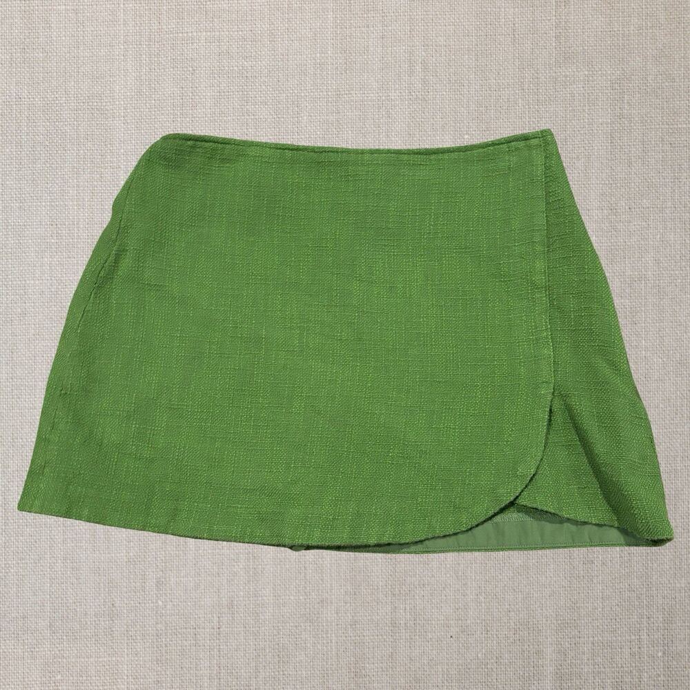 Abercrombie & Fitch Green Textured Wrap Front Mini Skirt Skort  M Y2K  Retro